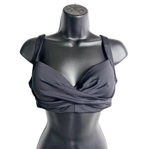 Lands' End Bikini Swim Top Womens 6 Black Twist Front‎ Wide Strap Adjustable